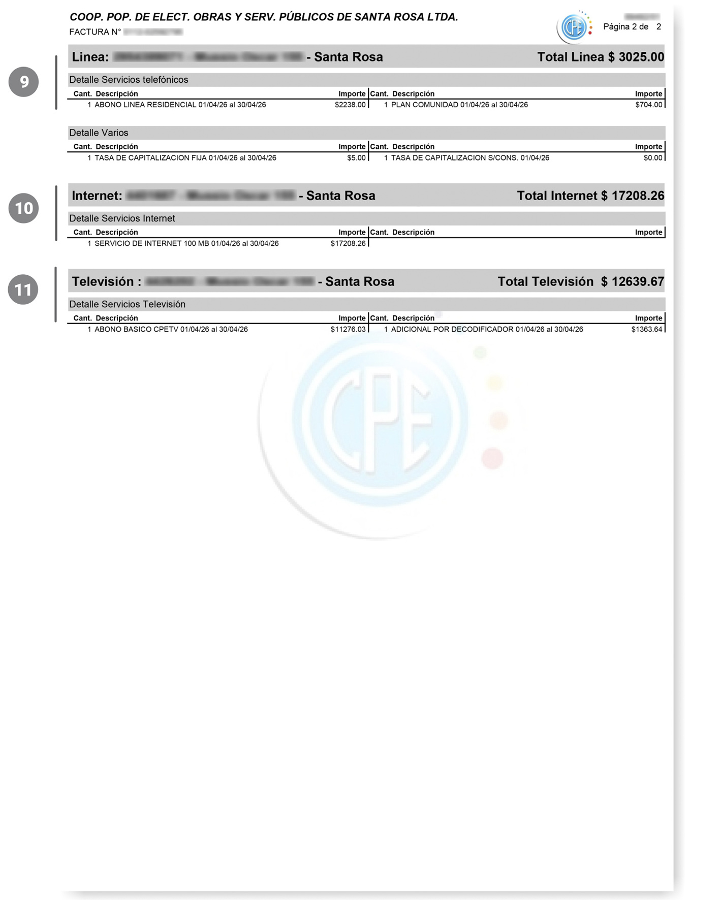 Factura Telecomunicaciones 2